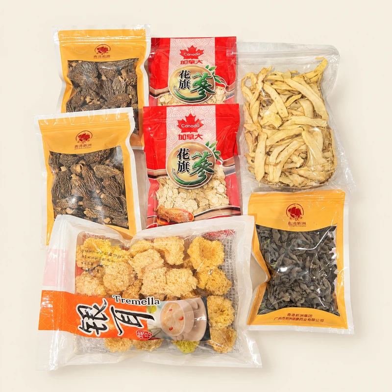 滋潤養生六寶湯料套裝｜羊肚菌 + 加拿大花旗參 + 玉竹 + 椴木銀耳 + 老鼠耳 全家煲湯食材組合